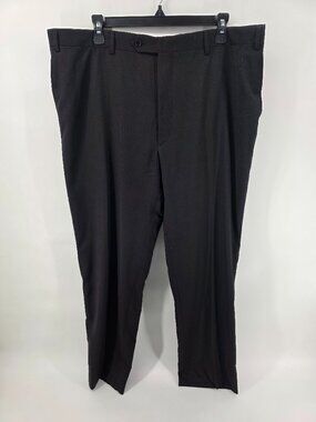 Canali Black Tailored Dress Pants 42x29 Italian Wool Flat Front Classic Workwear